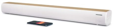 Thomson SB401BT Soundbar - 200W Potenza Musicale Totale - Bluetooth 5.0 - Ingresso Ottico, USB & AUX - Preset EQ - Telecomando - Indicatore LED della Sorgente - Design Bianco & Legno