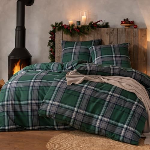 ESTELLA Flanell Winter Bettwäsche Set Flausch Bettgarnitur | 100% Baumwolle | Deutsche Markenqualität | 135x200 cm + 80x80 cm | Design 11