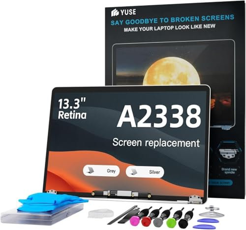 VisGenix A2338 - Pantalla de repuesto para MacBook Pro M1 M2 Retina A2338 EMC 3578 EMC 8162 MYD83 MYD92 MYDA2 MYDC2 MNEQ3 MNEP3 MNEJ3 A Full LED LCD Display Assembly 2560x1600 (2560 x 1600) Gris