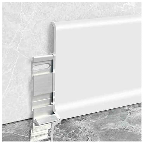 Sockelleisten Fussleisten Weiße Bodensockelleiste für Wände, Metall-Aluminium-Sockelleiste Trim wasserdicht für Bad Küche Balkon, Sockelleisten, die über bestehende passen(W 8cm/3.1in,L 150cm/59in)