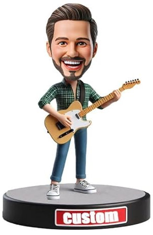 mydedor Individuelle Wackelkopf-Figur, Gitarrenmann, personalisierter Wackelkopf, personalisierter Geburtstag, Urlaub, für Freunde, Unternehmen, individuelle Geschenke basierend auf Ihren Fotos