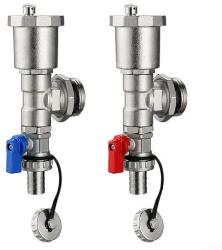 Wasserverteiler-Ende, Bodenheizung, automatisches Auspuffventil, Ablassventil, Verteiler, geeignet für verschiedene Heizsysteme (rot + blau)