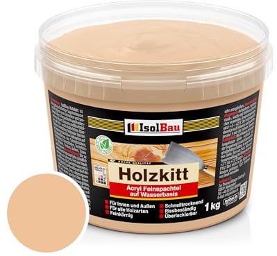 Isolbau - Holz-Spachtelmasse 1 kg - Holzspachtel Holzkitt Außen und Innen - Holz-Reparaturspachtel - Holzreparaturmasse - Holz-Fertigspachtel - Schnelltrocknend - Erle (Nr. 17)