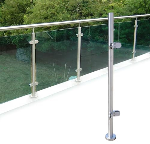Barandilla de acero inoxidable, tubo de cristal, sistema de 110 cm, barandilla para escaleras con abrazadera para interior y exterior, balcón, escalera, terraza
