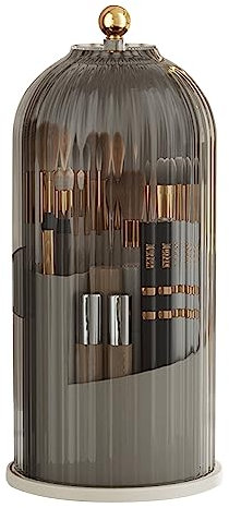 Support de pinceaux de maquillage rotatif à 360° avec couvercle en acrylique transparent, ouverture coulissante, organiseurs de cosmétiques pour pinceau à poudre, pinceau à fard à paupières, pinceau à