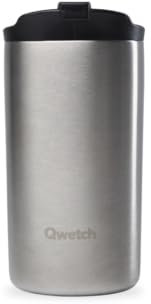 QWETCH - Travel Mug Isotherme - Inox Brossé 350ml - Thermo Café & Thé en Inox - 6h Chaud et 12h Froid - Étanche, Mug de voyage