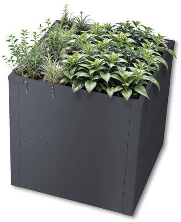 Metzler Hochbeet für den Garten oder Balkon – Stahl in Eisenglimmer | Witterungsbeständiges Metall-Gartenbeet, Pflanzenbeet, Blumenhochbeet | 50 x 50 x 50 cm