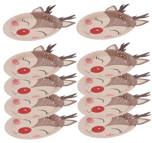 SHOWERORO 10 Piezas Platos Desechables Navideñas Decoración y Reuniones Familiares