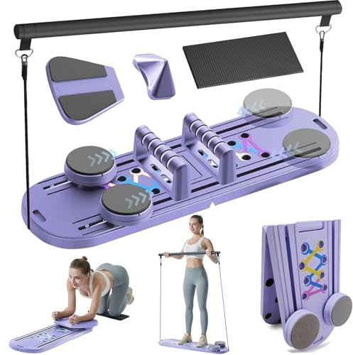 Pilates Reformer Maschine - 6-in-1 Faltbare Heim-Fitnessgeräte mit Widerstandsbändern und Bauchbrett für Ganzkörpertraining