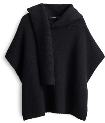 someday Damen Poncho/Cape | BOLANA mit angeschnittenen Schaldetail black, 0