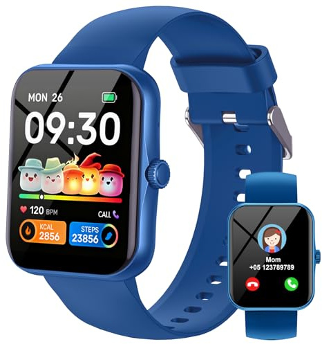 Fitness Tracker Montre Connectée Enfant, 1,83 HD Montre Intelligente pour Garçon Fille IP68 Étanche avec 120+ Mode de Sport Cardiofrequencemètre Podomètre Réveil Jeux pour Ados 4-16 Ans Cadeau, Bleu