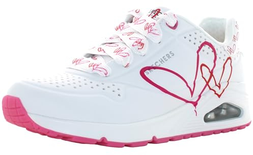 Skechers Men's Hands-Free Court Break Double Ventilated Trainers, White, red, pink, 39.5 EU