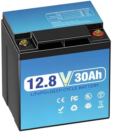 BOGJFC 12V 30Ah LiFePO4 Deep Cycle Battery with BMS Support Series and Parallel for Solar RV Trolling Motor