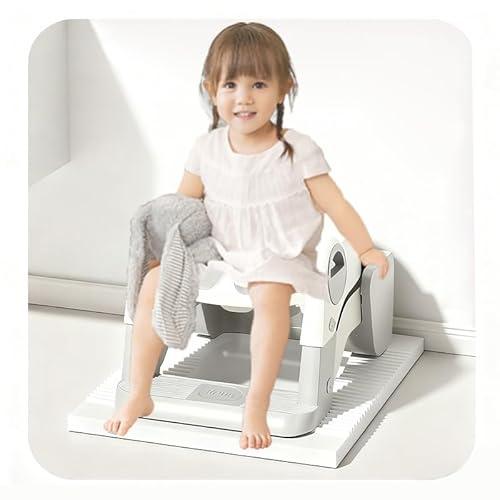 Toilettensitz, höhenverstellbar, Toilettensitz für Kinder, 3-in-1, Toilettensitzerhöhung für Kinder, mit Stufe, rutschfest, abnehmbarer Topf, für Jungen und Mädchen 1-6 Jahre, faltbar, 3-in-1 (grau)