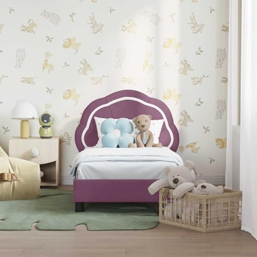 Mengtu Kinderbettgestell mit Kopfteil Lila 70 x 140 cm Samt Betten und Zubehör Model42010898