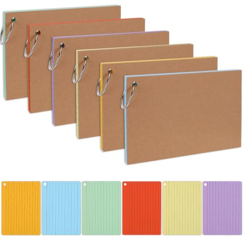 300 Stück Karteikarten mit Ring, Karteikarten A6 10,5 × 14,8 cm liniert, Vokabelheft Alternative, stabile 150 g/m² Lernkarten für Schule, Studium, Vokabeln, Notizen und Prüfungsvorbereitung