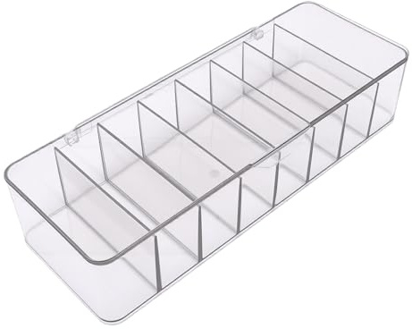ZASCHMOY Contact Lens Organizer Case with 8 Compartments, Large Capacity Daily Disposable Contact Lens Storage Box (Transparent Grey)