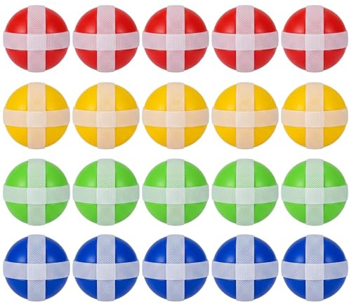 20 Stück Klettbälle für Kinder Dartscheibe, 3,4cm Ersatzbälle Wurfspiel Set, Klettballspiel Zubehör für Drinnen und Draußen, Bunte Klebrige Bälle, Geschenk für Jungen Mädchen ab 3 4 5 Jahren