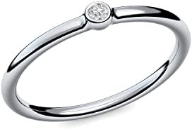 Verlobungsringe Silber von AMOONIC mit Zirkonia Ring Damen Damenring schlicht zart Silberringe dünn schmal Ring Silber 925 Zirkonia Weißgold Solitairering Solitär KA11SS925ZIFA50