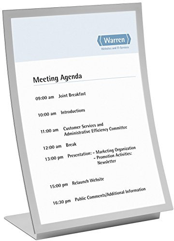 Durable 498023 Tischaufsteller Duraview Table (mit Magnetrahmen, für Aushänge in A3) 1 Stück silber