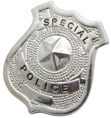 P 'tit payaso 10022 de insignia de policía – altura 7 cm – Metal plateado