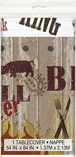 Unique Party 45333 - Plastic Grill Master Tablecloth, 7ft x 4.5ft