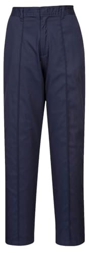 Portwest LW97 Women’s Elasticated Tailored Fit Work Trousers with Pockets - Lightweight Safety Workwear, Navy, S