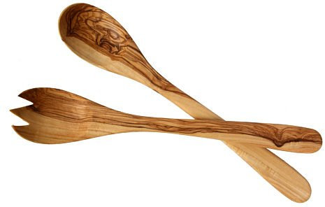 Cubiertos para ensalada (madera de olivo, 35 cm)
