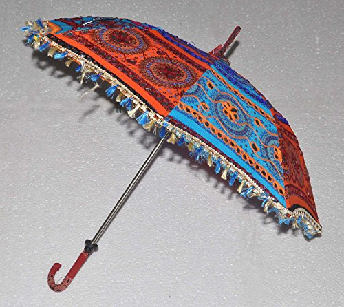 indischen bestickt Baumwolle Sonnenschirm Multicolor Sommer Regenschirm Sonnenschirm 63,5 cm L