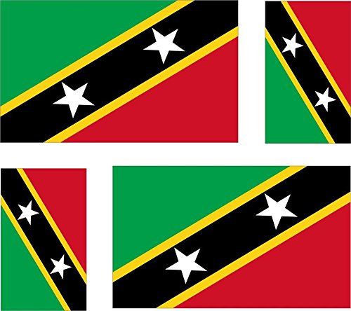 Akachafactory 4 x selbstklebend Sticker Auto Moto Koffer Laptop Flagge St Kittis und Nev