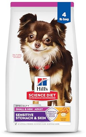 Hill's Science Diet Adult Sensitive Stomach & Skin Small & Mini Dry Dog Food, Chicken, 4 lb. Bag (Updated Formula)
