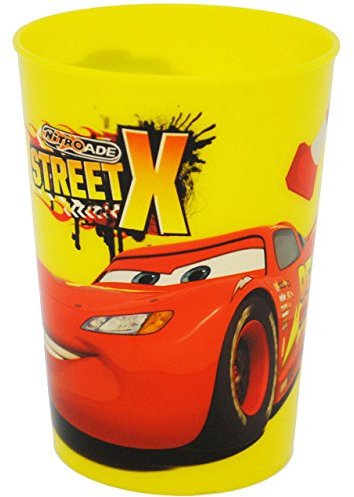 alles-meine.de GmbH 1 Stück 3 in 1 - Trinkbecher/Zahnputzbecher/Malbecher - Becher - Cars - Lightning McQueen - GELB - 280 ml - Trinkglas aus Kunststoff Plastik - für K..