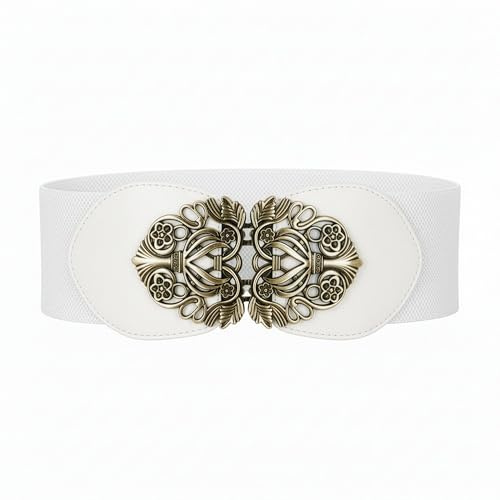 BlackButterfly Cintura Elastica Donna Fibbia Lavorata | Decoro Floreale a Volute, Chiusura a Incastro, Pannelli Frontali Sintetici, Tutta in Tessuto Stretch, Taglie S-XXL