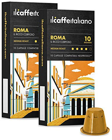 Il Caffè Italiano Capsules Compatibles Nespresso Roma 200pcs | Capsules de Café Compatibles Nespresso Avec un Arôme Riche et Intense | Capsules Nespresso Compatibles Made In Italy | Frhome