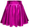 EXCHIC Donna Lucido Metallico Liquido Mini Gonna Moda Festa Cosplay Elastico Svasata Gonna(S, Rosa Rossa)