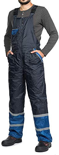 MAZALAT work wear Salopette da Lavoro Uomo Inverno, Pantaloni da Lavoro Inverno, Impermeabile, A Prova di Vento, Blu, Caldo, Bande Riflettenti