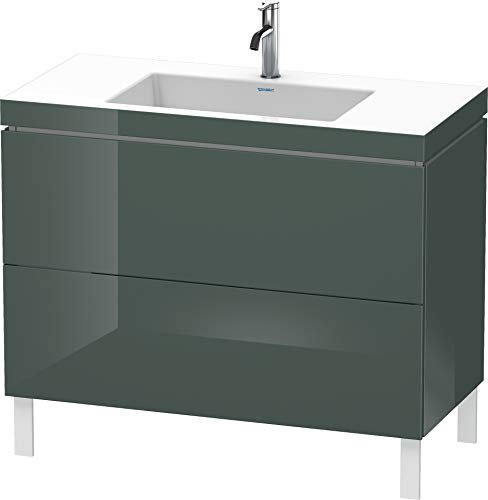 Duravit L-Cube Möbelwaschtisch c-Bonded mit Unterbau bodenstehend, 100x48 cm, 2 Auszüge, ohne Überlauf, 1 Hahnloch, Farbe: Dolomiti Grey Hochglanz Lack - LC6938O3838
