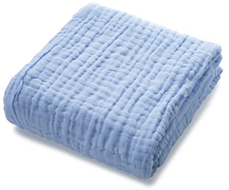 minimoto touch it love it Baby Blanket 6 Ply Gauze Cotton for Sleeping, Thermal Muslin, Baby Bath Towel, Blankets (Blau)