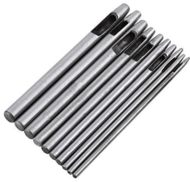 10Pcs Lochstanzer Set, runde Hohlpresne 0,5-5 mm, Lederwerkzeug für DIY-Gürtel, Armbänder