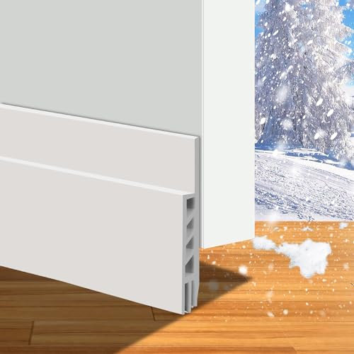 Suptikes Lot de 2 butées de porte pour portes extérieures et intérieures, isolation contre la poussière et le bruit, isolation thermique, 4,6 cm de large x 94 cm de long, blanc