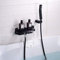 Badewannenarmatur Wasserfall mit Brause Wandmontage Messing Einhand Wannenbatterie Duschkopf Wassersparend Armatur Mischbatterie Badewanne mit Duschbrause-Schwarz