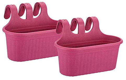 Jardinera Balcón,6,5 litros, 38 cm Largo, Set 2 Unidades, Maceta Colgar (Morado)