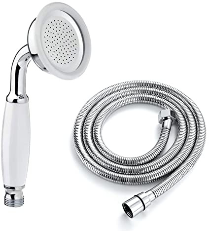 ENKI EH016 Traditional Hand Shower Kit, Chrome, Hose & Holder | Solid Brass, Easy Install, Fittings Included, Stainless Steel, 1-Year Guarantee, Shower Head Hose & Holder, Replacement Kit