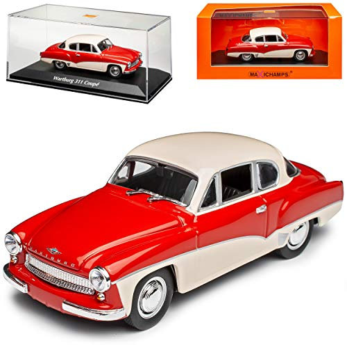 MAXICHAMPS Wartburg 311 Coupe Rot Weiss 1955-1965 1/43 Minichamps Modell Auto