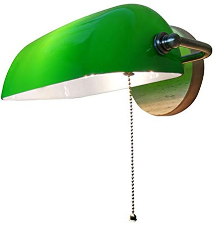 Bankers Lampe Green Glass Bank Wandlampe mit Zugketten Schalter Wand Leseleuchte BüroTischlampe Bibliotheksleuchte Wohnzimmerlampe der im 20er Vintage Wandleuchte Schlafzimmer Nachttischlampe,Grün