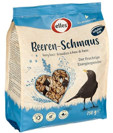 Elles Beeren-Schmaus 750g I Fruchtiges, energiereiches Wildvogelfutter I Schalenfrei & 100% natürlich | Ambrosia kontrolliert | Optimal zur Ganzjahresfütterung