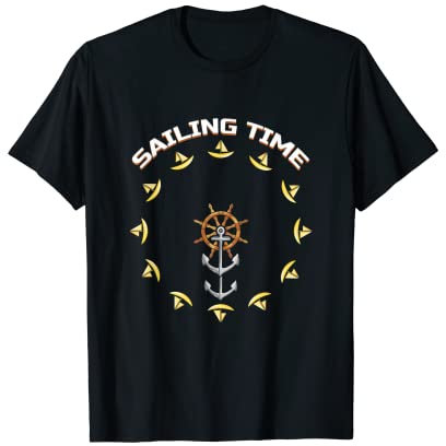 Segeln Uhr Design Anker Segelboot Kapitän Segler Seefahrer T-Shirt