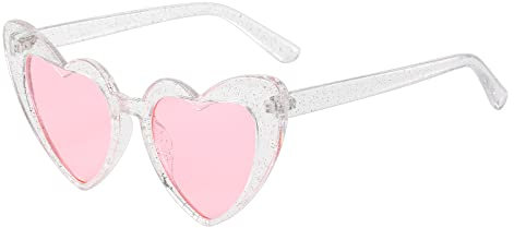 Long Keeper Retro Herz Sonnenbrille - Vintage Damen Sonnenbrille Herzform mit UV400 Schutz Hippie Herzbrille Aesthetic Heart Glasses