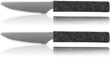 LaXon Messer, schwarze Frühstücksmesser, 2er Messerset, scharfe Brotmesser mit Wellenschliff, spülmaschinenfest