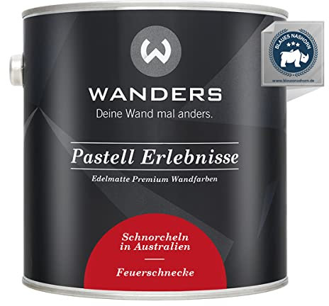 Wanders Pastell Erlebnisse 2,5L - Feuerschnecke/Kräftiges Rot - Edelmatte Wandfarbe! Küchenmöbellack und Möbelfarbe. Kreidefarbe für Holz & mehr. Hohe Deckkraft, schnell trocknend